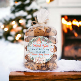 Pegatina Redonda Navidades de invierno de animales del Ártico cután