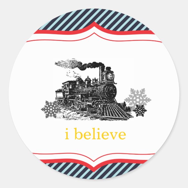 Pegatina Redonda navidades de invierno de choo choo train cumpleaño (Anverso)