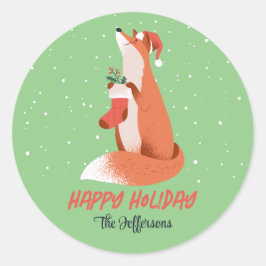 Pegatina Redonda Navidades de invierno de la fiesta de invierno de 