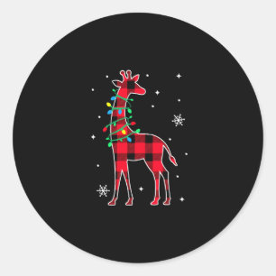 Pegatina Redonda Navidades de jirafa de la familia de guarnición de