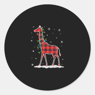 Pegatina Redonda Navidades de jirafa de la familia de guarnición de