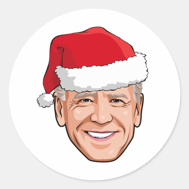 Pegatina Redonda Navidades de Joe Biden (Anverso)