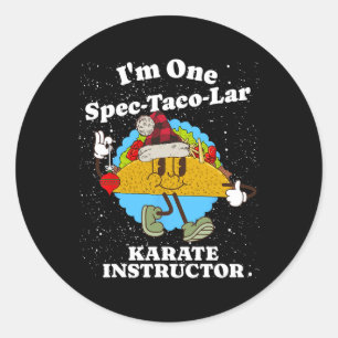 Pegatina Redonda Navidades de Karate Instructor Funny Taco Pun Cita