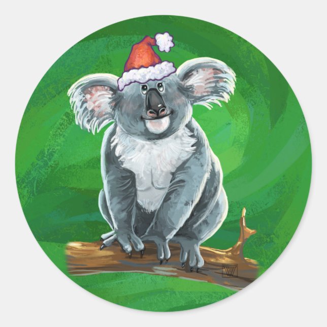 Pegatina Redonda Navidades de Koala Bear (Anverso)