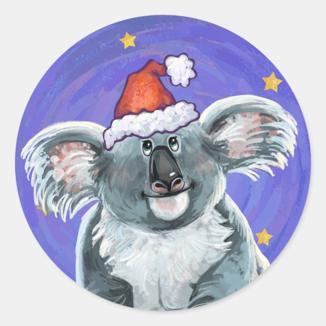 Pegatina Redonda Navidades de Koala Bear (Anverso)