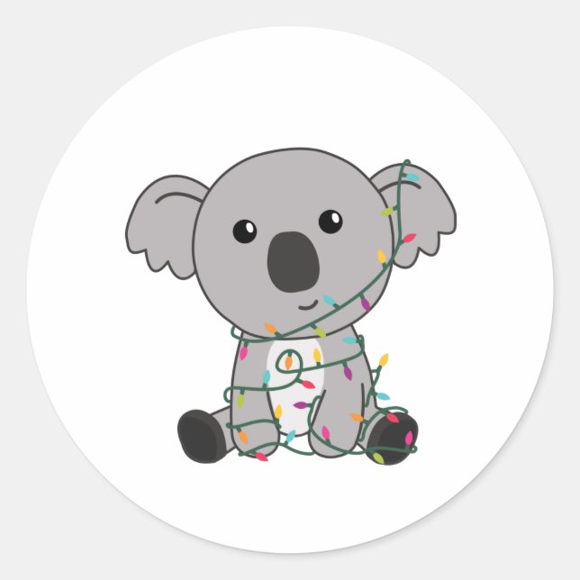 Pegatina Redonda Navidades de Koala Nieve Animales De Invierno Koal (Anverso)