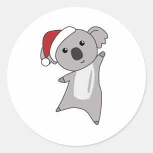 Pegatina Redonda Navidades de Koala Nieve Animales De Invierno Koal