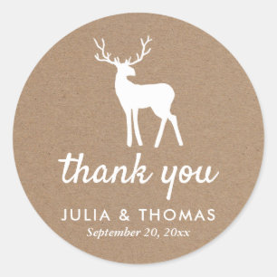 Pegatina Redonda Navidades de Kraft Paper Stag Boda Gracias