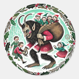Pegatina Redonda Navidades de Krampus