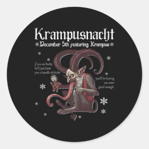 Pegatina Redonda Navidades de Krampusnacht Monster Krampus Lover Fe