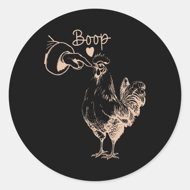 Pegatina Redonda Navidades de la Boop de pollo Granja Nochebuena an (Anverso)