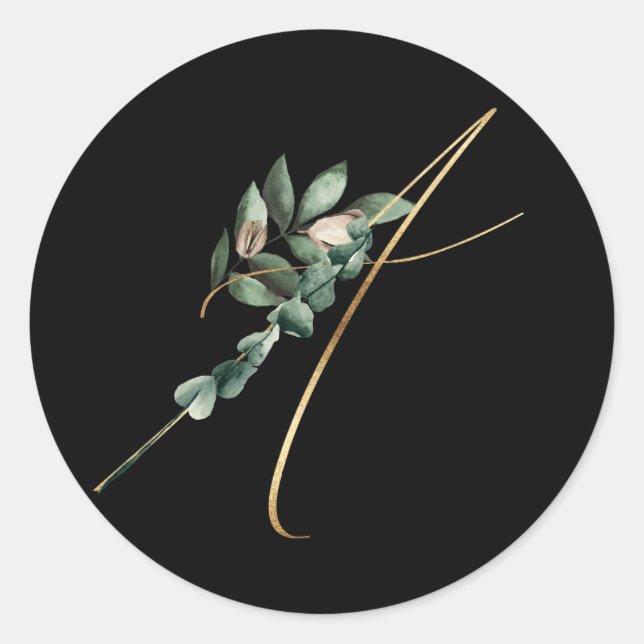 Pegatina Redonda Navidades de la CARTA de Winter MONOGRAM (Anverso)