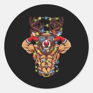 Pegatina Redonda Navidades de la construcción de bodybuilding de re