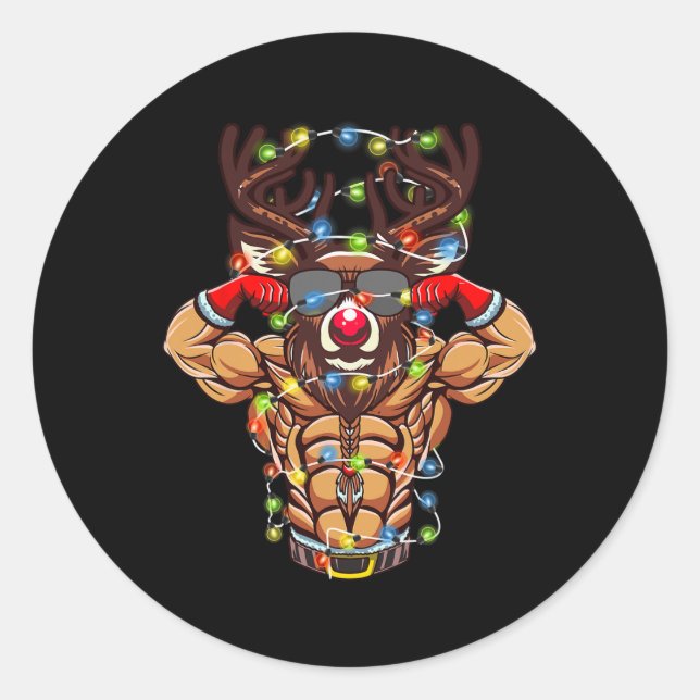 Pegatina Redonda Navidades de la construcción de bodybuilding de re (Anverso)