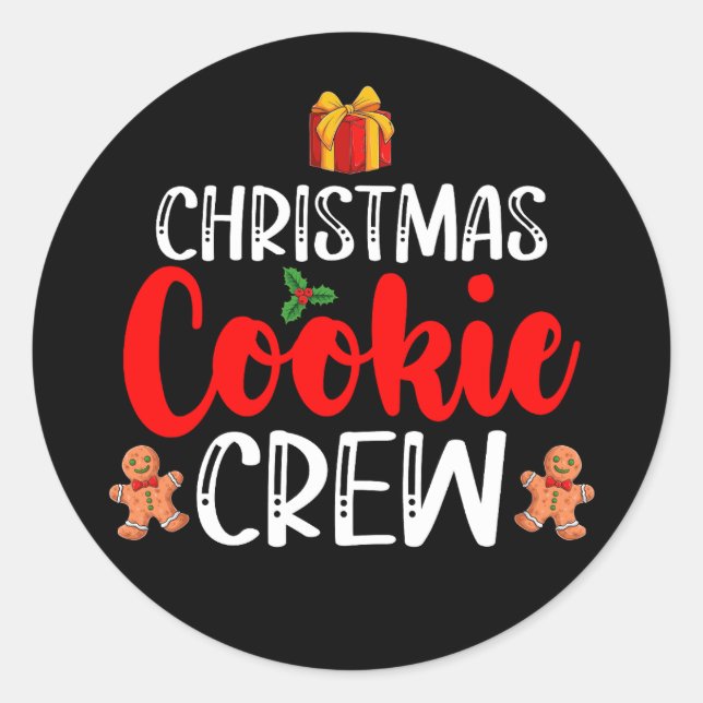 Pegatina Redonda Navidades de la familia Cookie Crew Pajamas Navida (Anverso)