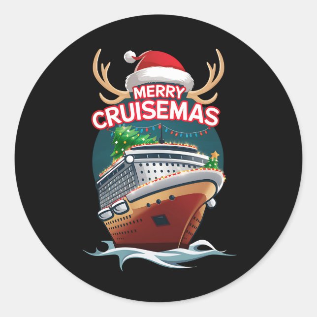 Pegatina Redonda Navidades de la familia de cruisemas con crucero d (Anverso)