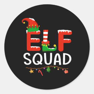 Pegatina Redonda Navidades de la familia Elf coincidiendo con pijam