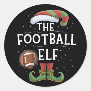 Pegatina Redonda Navidades de la Familia Elf de Fútbol Americano