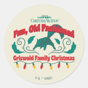 Pegatina Redonda Navidades de la familia Griswold, divertida y viej