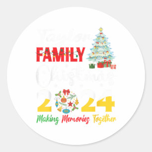 Pegatina Redonda Navidades de la familia Merry Taylor 2024 cometien