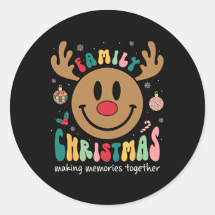 Pegatina Redonda Navidades de la familia Smile Face 2023