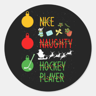Pegatina Redonda Navidades de la lista de jugadores de hockey travi