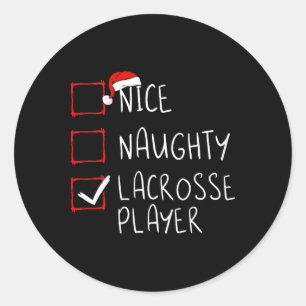 Pegatina Redonda Navidades de la lista de jugadores de Nice Naughty