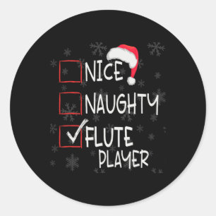 Pegatina Redonda Navidades de la lista de jugadores de Nice Naughty