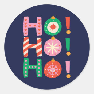 Pegatina Redonda Navidades de la Marina Azul de la HO HO de color y