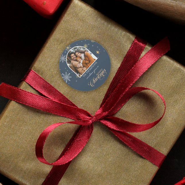 Pegatina Redonda Navidades de la marina fotográfica de invierno mod (Subido por el creador)