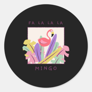 Pegatina Redonda Navidades de La Mingo Falala Snow Flamingo