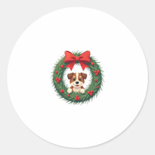 Pegatina Redonda Navidades De La Nariz De Perro Cuidadoso Vieron Na
