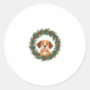 Pegatina Redonda Navidades De La Nariz De Perro Cuidadoso Vieron Na