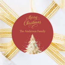 Navidades de la nieve del árbol de oro rojo