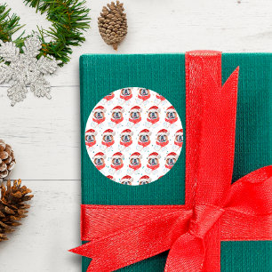 Pegatina Redonda Navidades de la raza de perro del Bulldog inglés