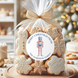 Pegatina Redonda Navidades de la serie azul rosada Chinoiserie Toil