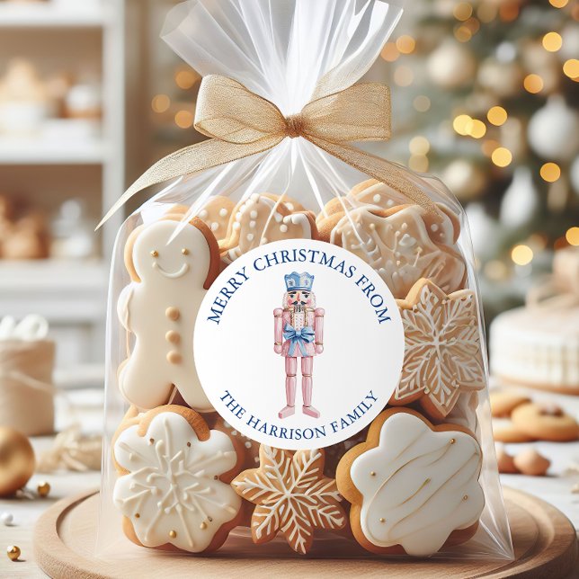 Pegatina Redonda Navidades de la serie azul rosada Chinoiserie Toil (Subido por el creador)