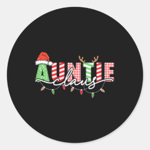 Pegatina Redonda Navidades de la tía Claus Xmas alumbran a la famil