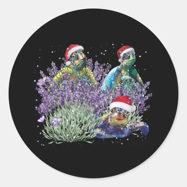Pegatina Redonda Navidades de la Turtle Lavender Navidades navideño (Anverso)