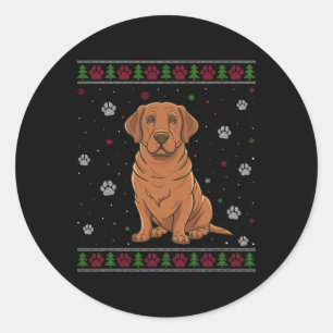 Pegatina Redonda Navidades de Labrador Suéter Mascota de Navidad Pe