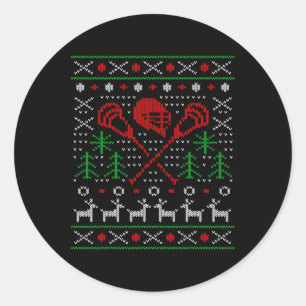 Pegatina Redonda Navidades de Lacrosse Lax Ugly