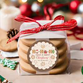 Pegatina Redonda Navidades de las galletas de pan de jengibre rojas