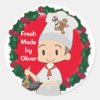 Pegatina Redonda Navidades de Little Boy Chef