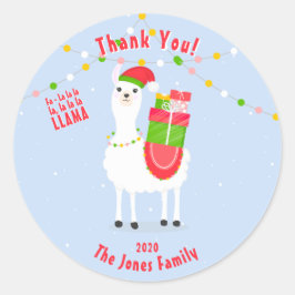 Pegatina Redonda Navidades de Llama festiva