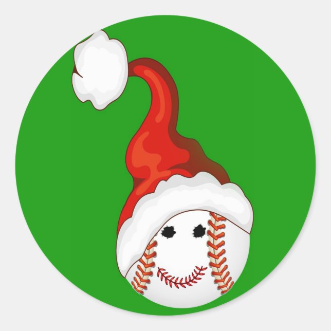 Pegatina Redonda Navidades de los aficionados al béisbol (Anverso)