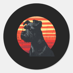 Pegatina Redonda Navidades de los amantes de los perros Schnauzer e