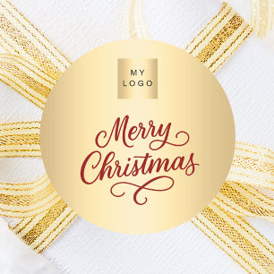 Pegatina Redonda Navidades de los negocios del oro rojo