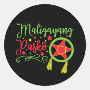 Pegatina Redonda Navidades de Maligayang Pasko Filipinas