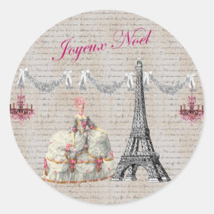 Pegatina Redonda Navidades de Marie Antoinette Joyeux Noel