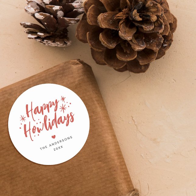 Pegatina Redonda Navidades de Mascotas de Red Script Happy Howliday (Subido por el creador)